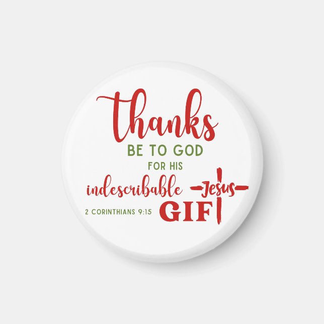 2 Corinthians 9:15 Thanks be to God Scripture Magnet (Front)