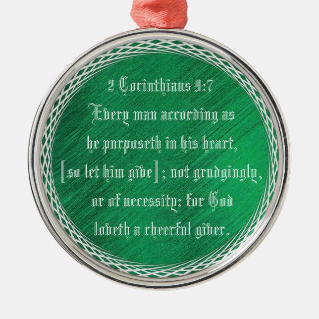 2 Corinthians 9:7 Metal Tree Decoration (Front)
