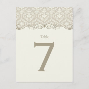 #2 Cream Tan Ivory Damask Swirls Table Cards