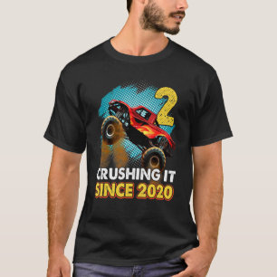 2 Crushing It Since 2020 Monster Truck 2th Birthda T-Shirt