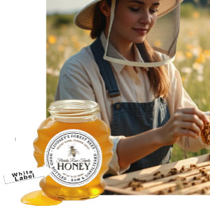 2" Custom Transparent or White Vintage Bee Honey