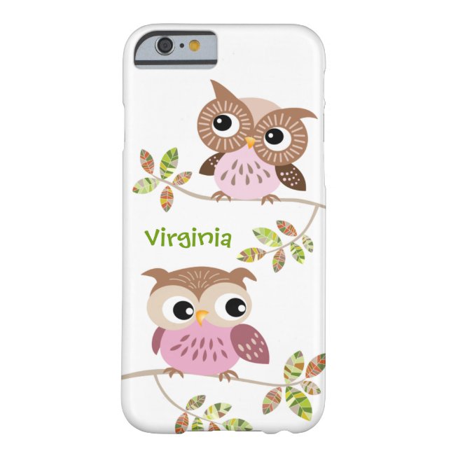 2 Cute Owls on Colourful Branches iPhone 6 case (Back)