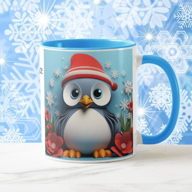 2 Cute Penguins Add Name Christmas Gift Mug (Creator Uploaded)
