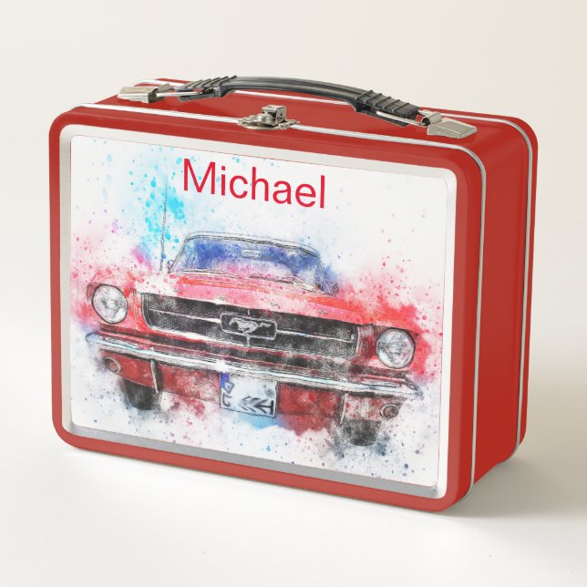 2 Drag Cars Metal Lunch Box (Front)
