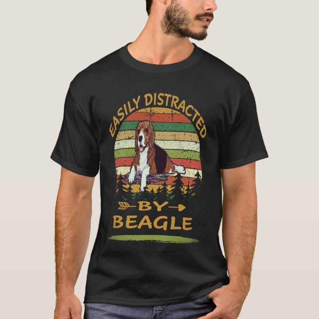 2 Easily Distracted By Beagle T-Shirt (Front)