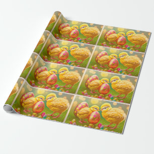 2 Easter Chicken And Eggs Collection Wrapping Paper