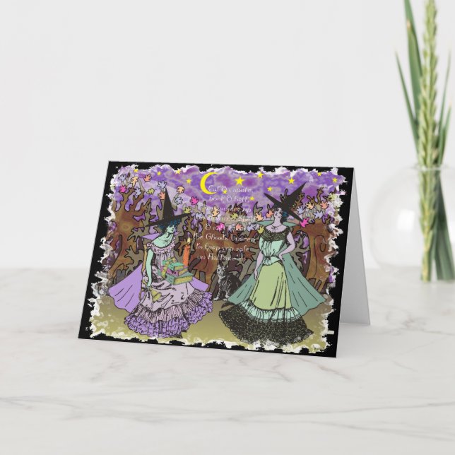 2 Edwardian Witches in a Haunted Forest Card (Front)