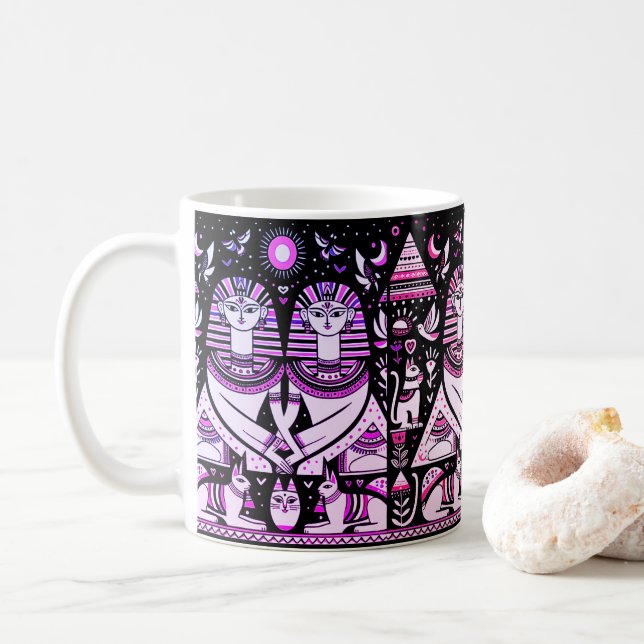 2 egyptians with cats coffee mug (With Donut)