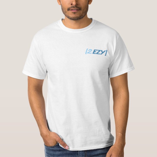 "2 EZY" men's blue two sided polo shirt (Front)