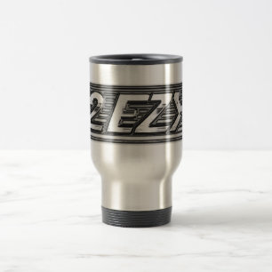 "2 EZY" men's clear chrome effect travel mug