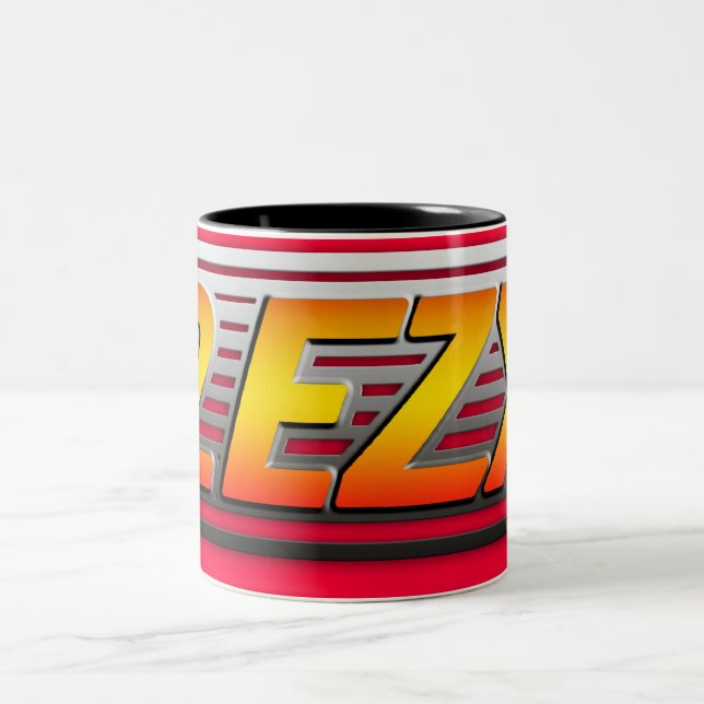 2 EZY men's red and steel effect mug (Center)