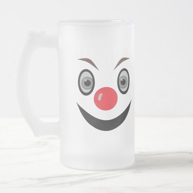 2 Face-How do you feel? Frosted Glass Beer Mug (Left)