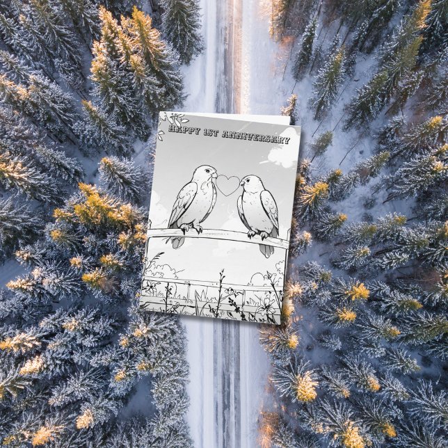 2 falcons on a fence post colouring anniversary card (Creator Uploaded)