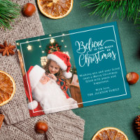 2 family photos teal Believe in Christmas magic