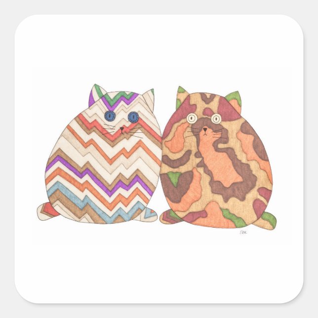 2 Fat Cats #1 Square Sticker (Front)