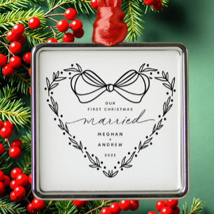 2 First Christmas Married Christmas  Metal Tree Decoration