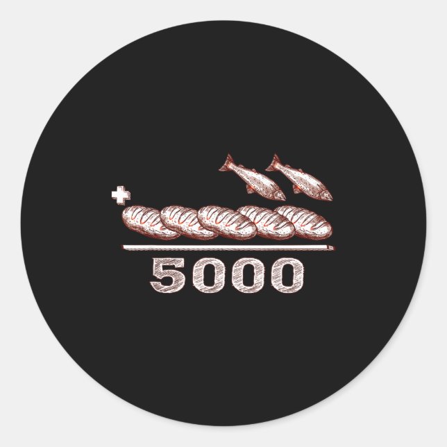 2 Fishes 5 Breads Jesus Feeds The 5000 Christian B Classic Round Sticker (Front)