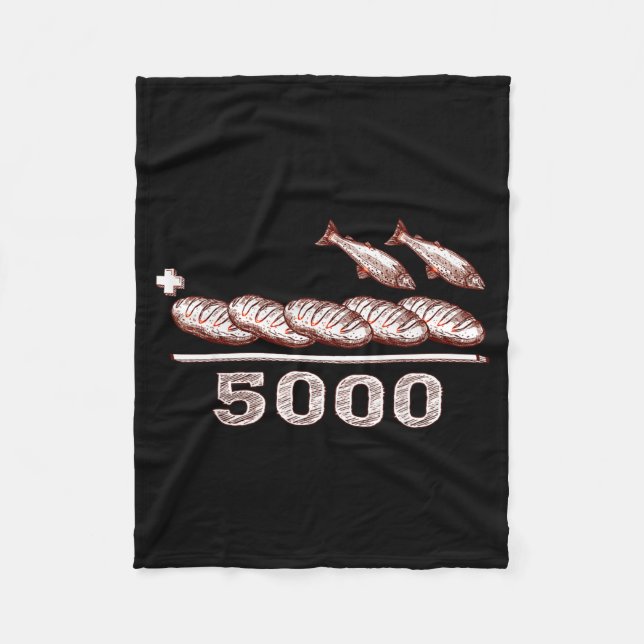 2 Fishes 5 Breads Jesus Feeds The 5000 Christian B Fleece Blanket (Front)