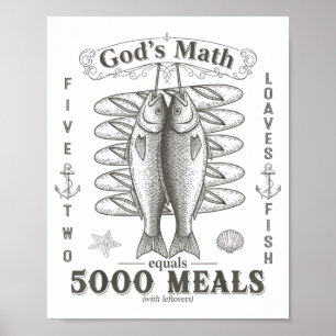 2 Fishes 5 Breads Jesus Feeds The 5000 Christian B Poster