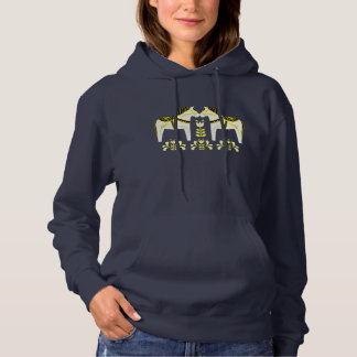 2 Folk Dala Horses, Black/white/yellow /Andalusian Hoodie