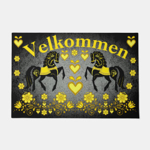 2 Folk Friesian, gold/silverl Velkommen, welcome Doormat