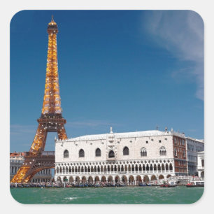 2 for 1 Venice and Paris - Mixed up World Square Sticker