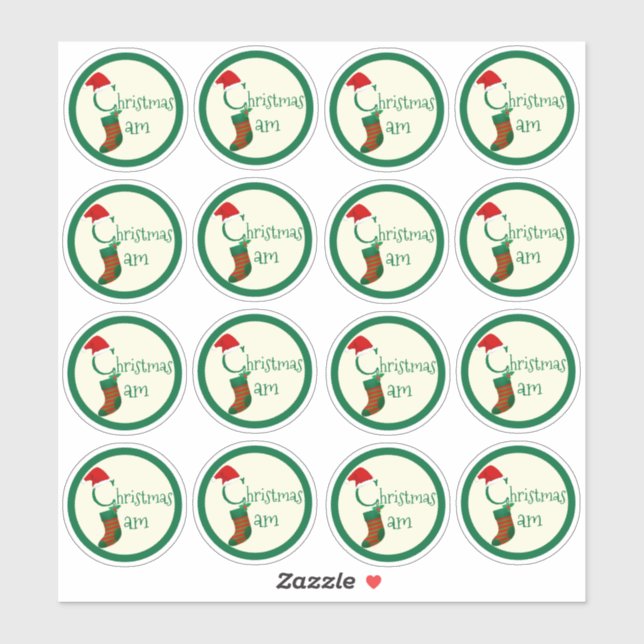 2" Fun Festive Christmas Jam Canning Jar Labels (Sheet)
