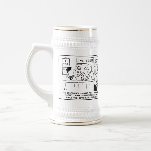 2 Fun Optician Themed Cartoons to Personalize. Beer Stein (Left)