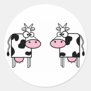 2 funny cows classic round sticker