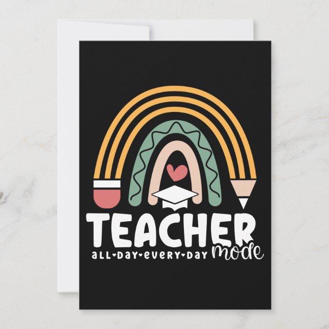 2- Funny Teacher Mode Teaching Gift for Teacher Thank You Card (Front)