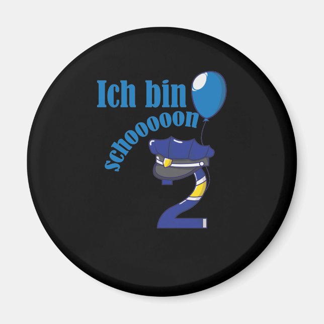 2. Geburtstag Patrol Jungs Kinder Polizei Paw Magnet (Front)