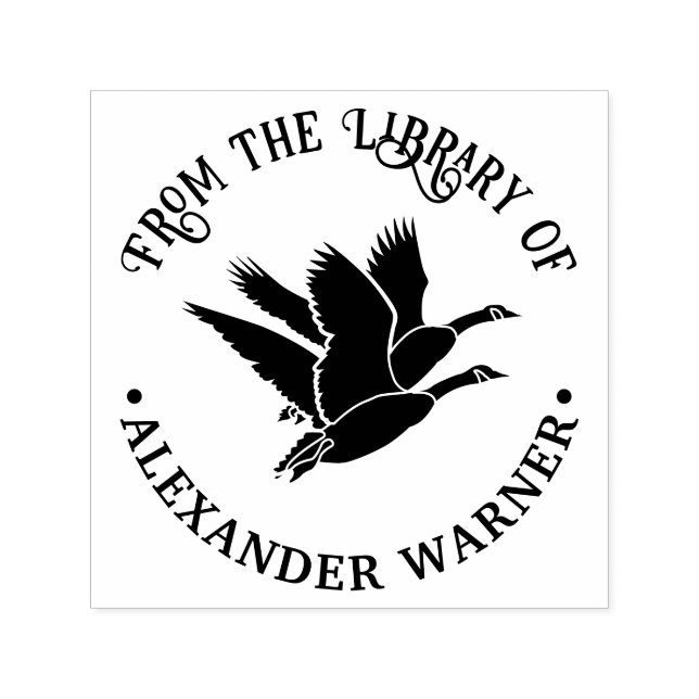 2 Geese in Flight Library Book Name Self-inking Stamp (Design)