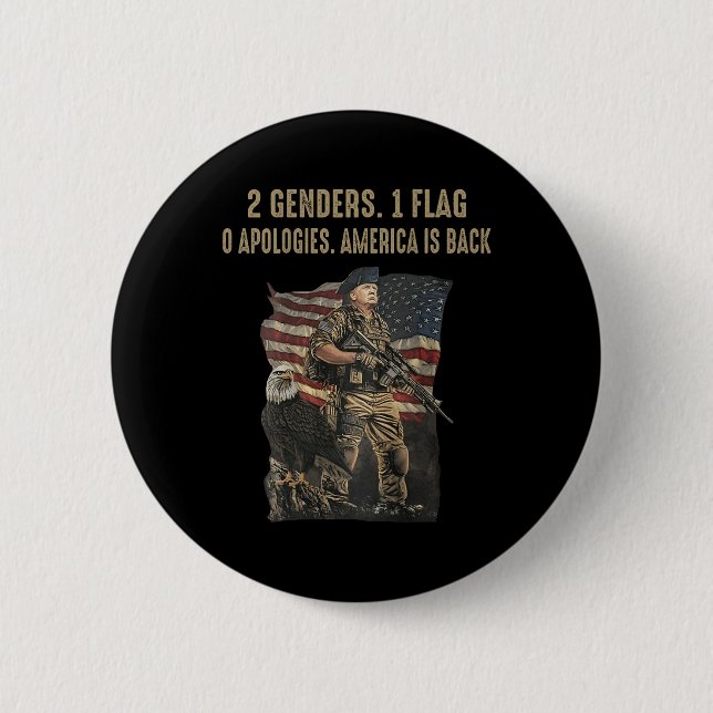 2 Genders 1 Flags O Apologies America Is Back  6 Cm Round Badge (Front)
