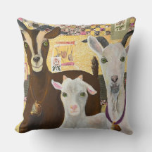 2 goats & a kid throw pillow