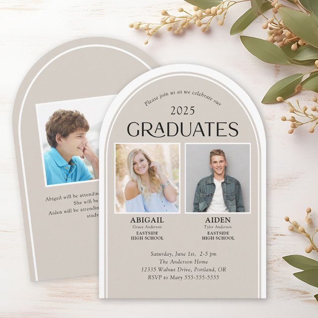 2 Graduates Double Graduation Arch Invitation (Creator Uploaded)