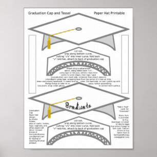 2 Graduation Cap White Paper Hats Graduate Print