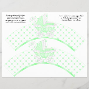 2 Green Carriage Baby Personalise Cupcake Wrappers