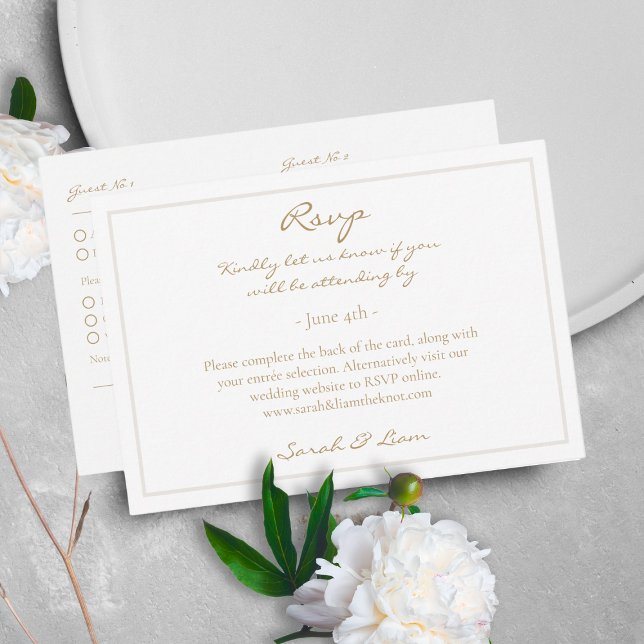 2 Guest Warm Golden Wedding RSVP Enclosure Card (Creator Uploaded)