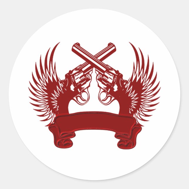 2 GUNS UP CUSTOMIZABLE CLASSIC ROUND STICKER (Front)