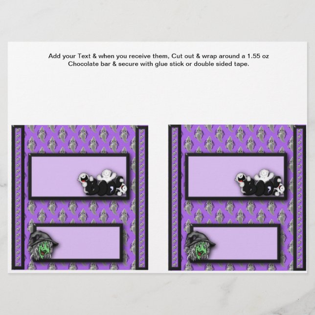 2 Halloween Custom Hersheys Candy Bar Wrappers (Front)
