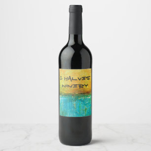 2 Halves Abstract Painting Mixed Media Art Wine Label