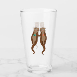 2 Happy Otters Glass