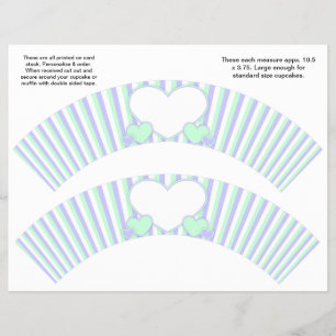 2 Hearts and Stripes Personalised Cupcake Wrappers