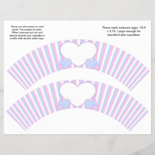 2 Hearts and Stripes Personalised Cupcake Wrappers