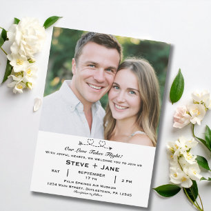 2 Hearts Arrow Modern Romantic Travel Love Wedding Invitation
