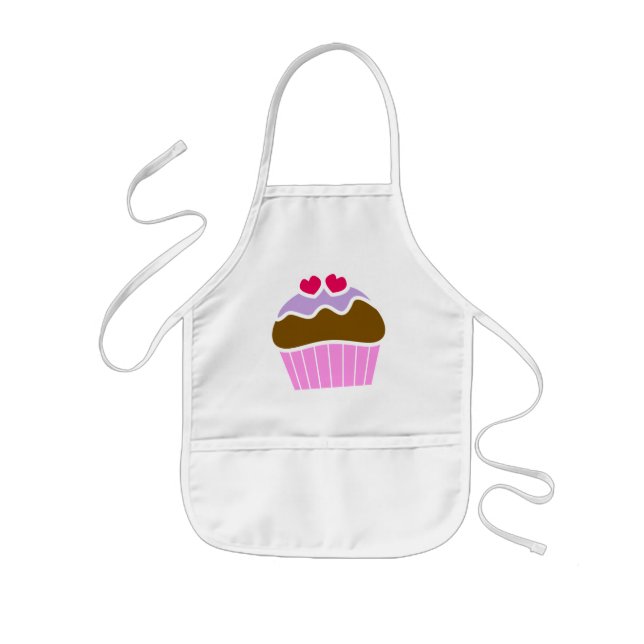 2 Hearts Blueberry Iced Cupcake Kids Apron (Front)