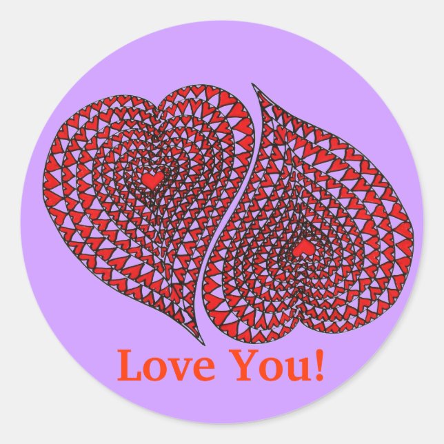 2 Hearts Classic Round Sticker (Front)