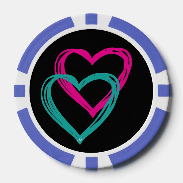 "2 Hearts" Clay Poker Chips, Poker Chips (Front)