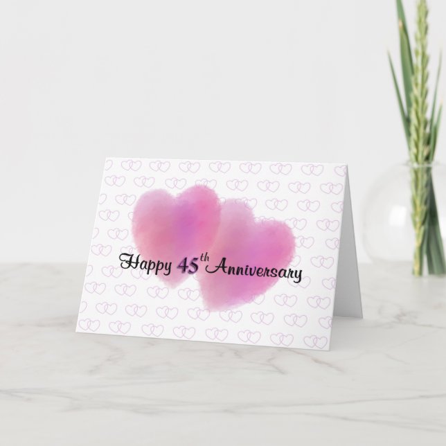 2 Hearts Happy 45th Anniversary Card (Front)