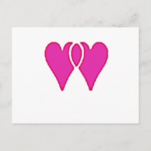 2 Hearts Together Love RB Template Postcard